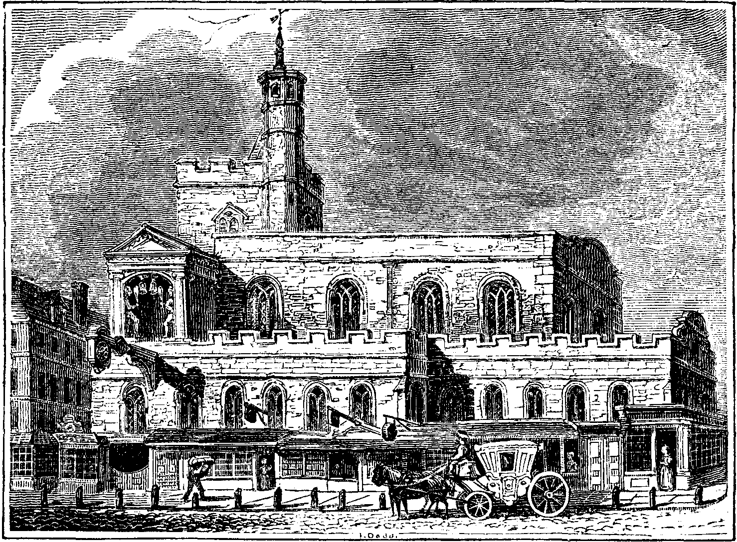 A line drawing of St. Dunstan's, Fleet Street.