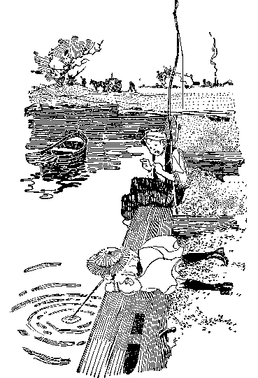 Throwing sticks in the water to scare the fish