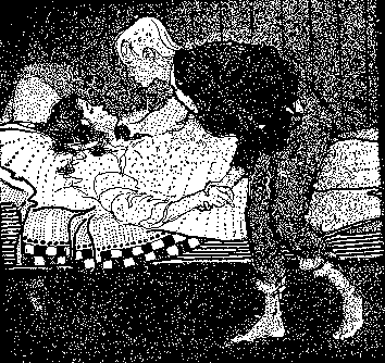 She drew him down and kissed his cheek while he pecked at her lips.