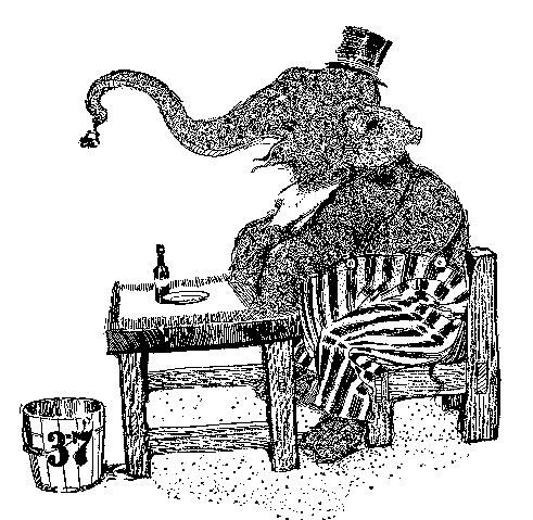 One's a trick elephant. You'd die a-laughing if you saw him.