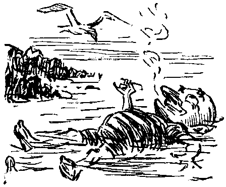 Mr. Punch, floating and smoking.