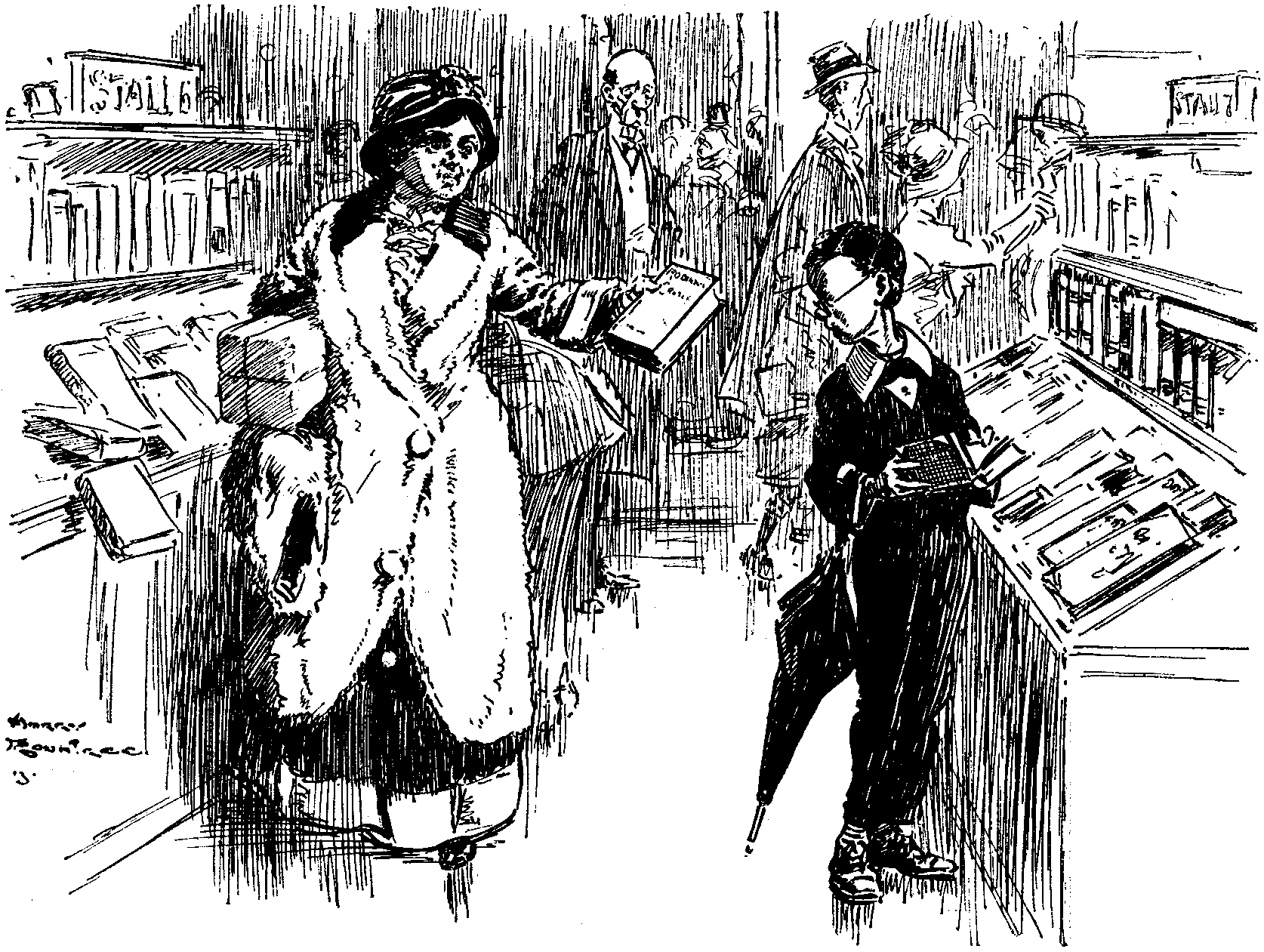 In a book store.