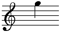 Musical staff: treble clef, quarter note G.