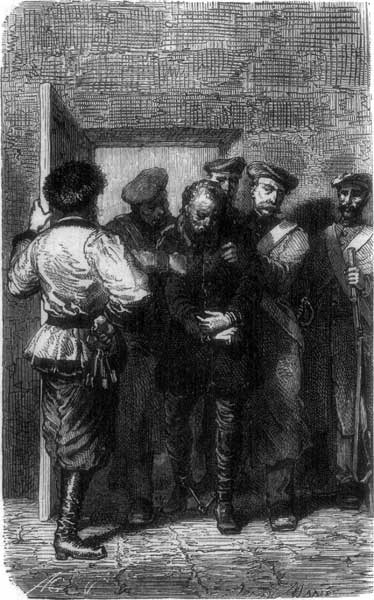 CROSSING THE COURTYARD OF THE PRISON