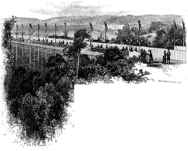 THE BRIDGE ACROSS LANSDOWNE RAVINE, CONNECTING MEMORIAL AND HORTICULTURAL HALLS.