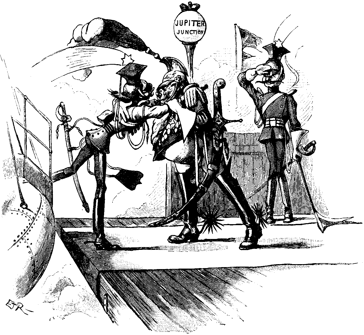 King Foozler the Fifth of Jupiter greets the Emperor of Barataria.
