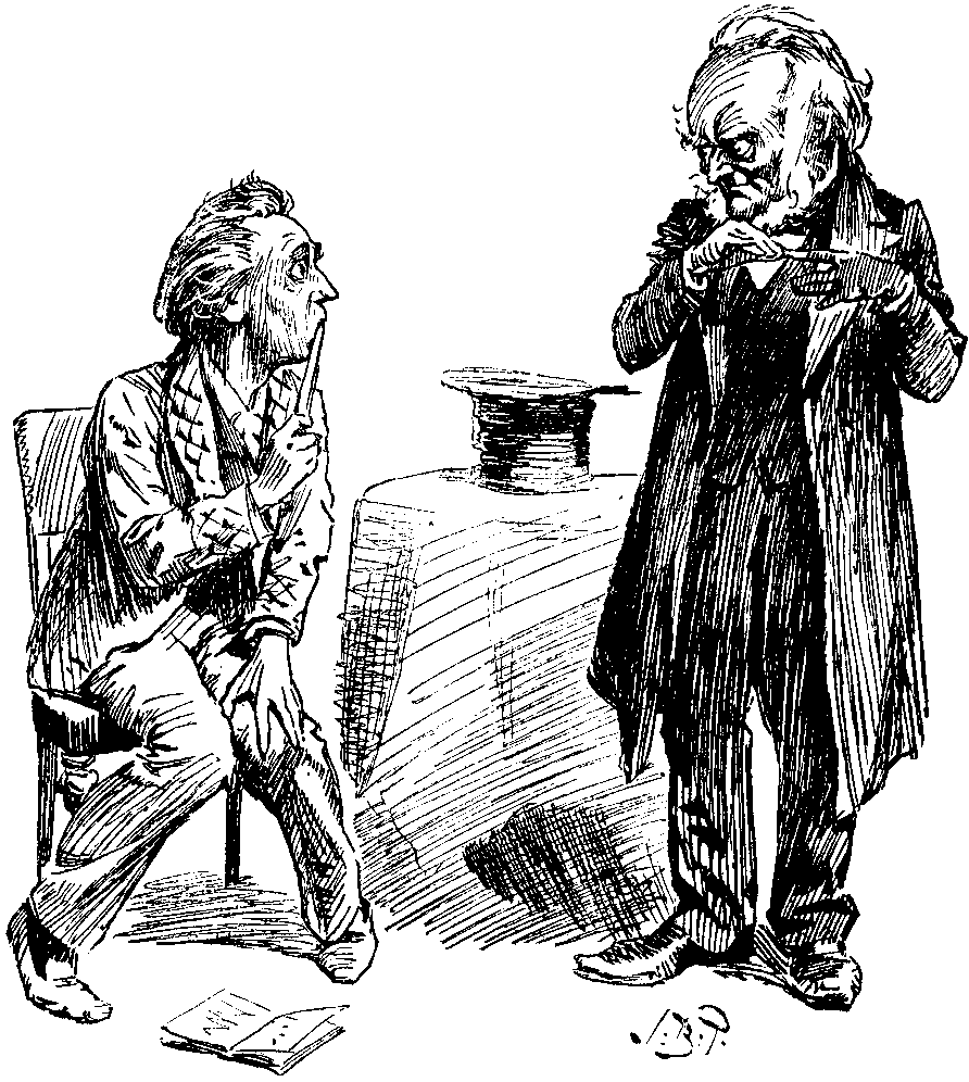 'Taking off his gloves meaningly.'