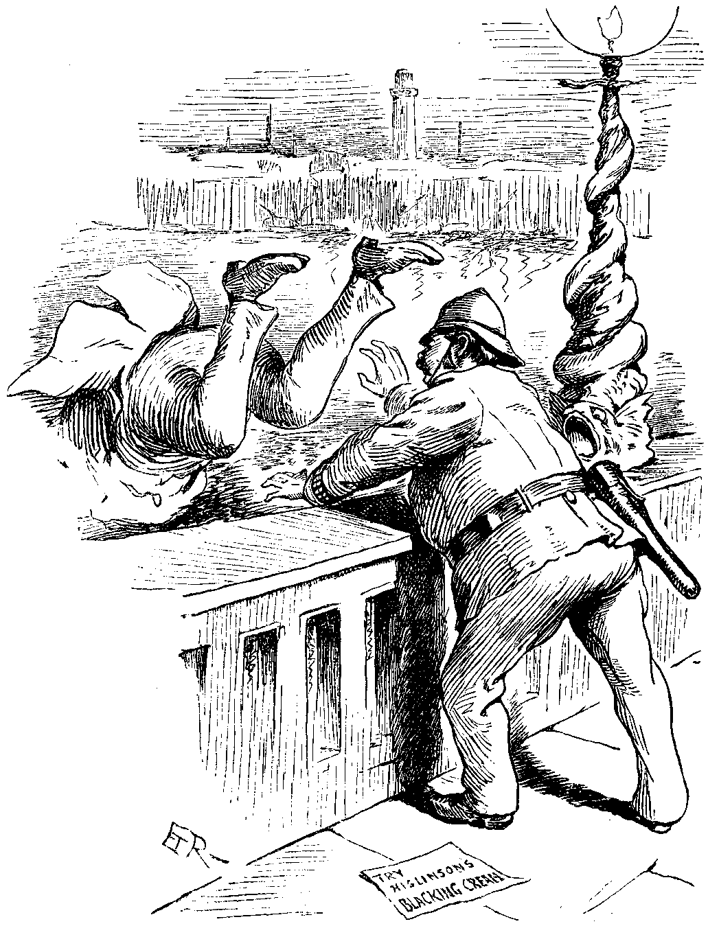 Mr. Higlinson jumps from bridge.