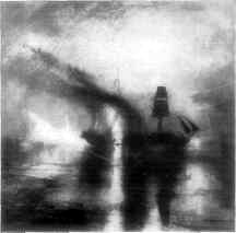 PEACE—BURIAL AT SEA OF THE BODY OF SIR DAVID WILKIE. FROM A PAINTING BY J.M.W. TURNER IN THE NATIONAL GALLERY.