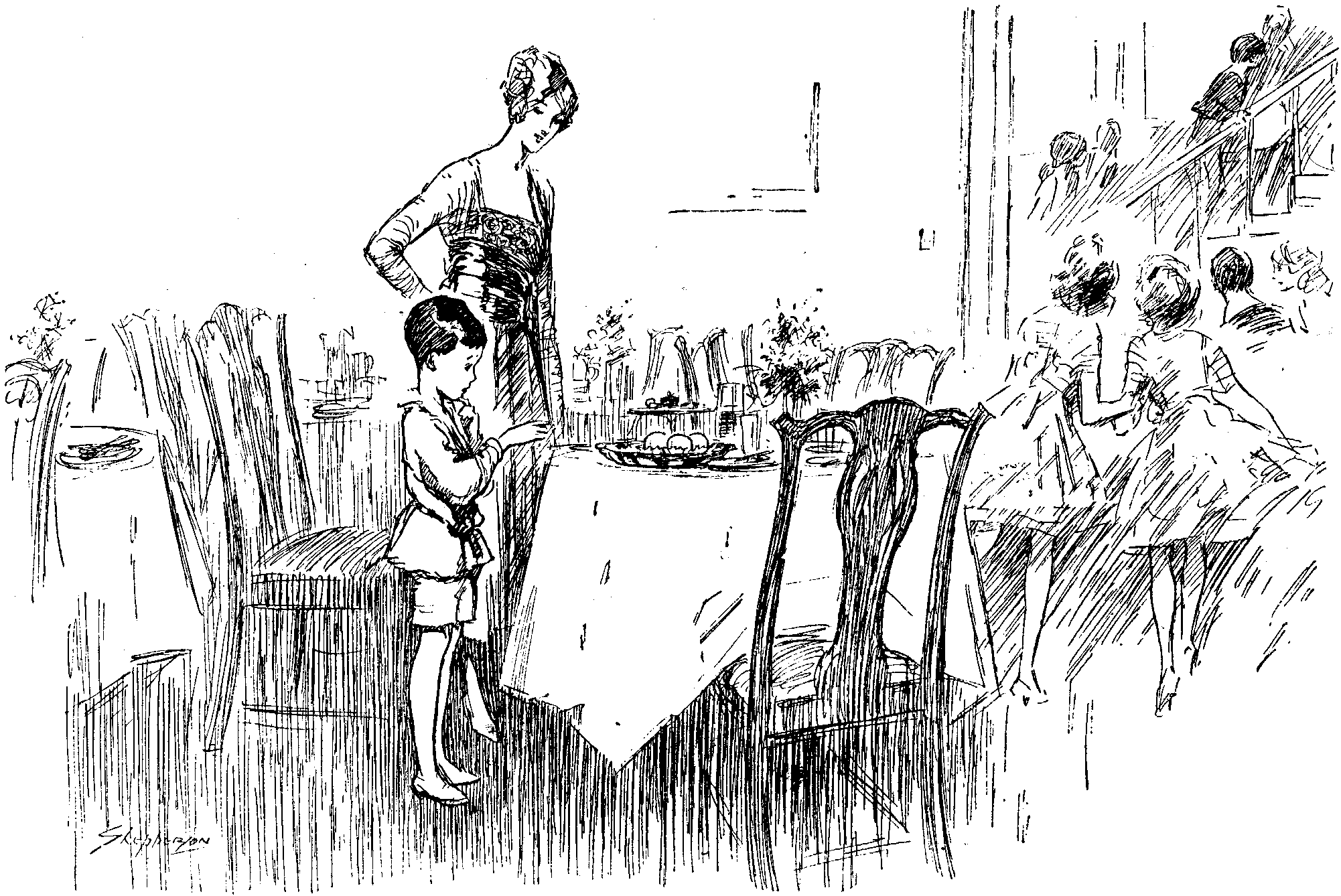 Hostess and small guest.