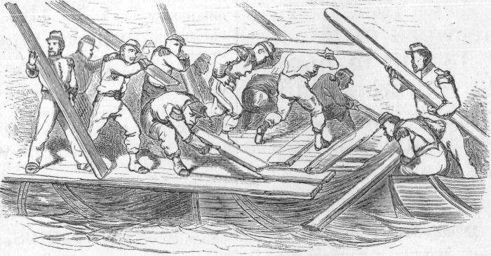 TEARING UP THE PONTOON BRIDGE.