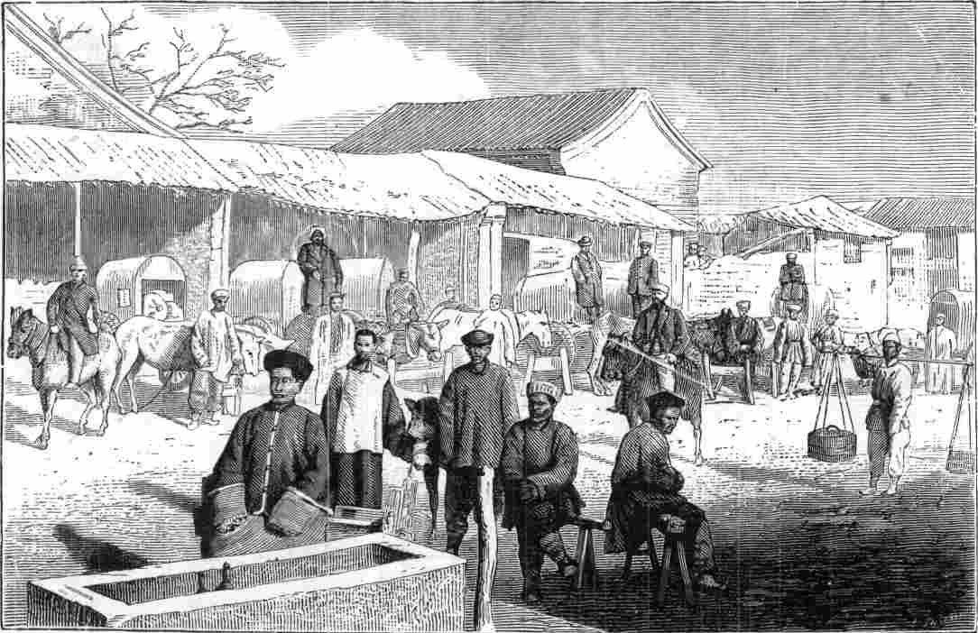 HALT OF THE CARAVAN AT HO-CHI-WOU.