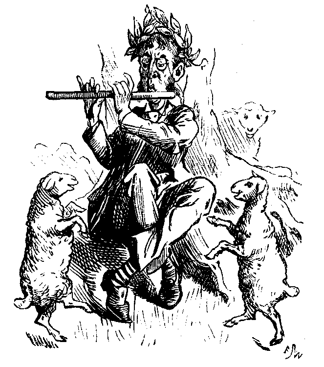 Arcadian piper and dancing sheep.