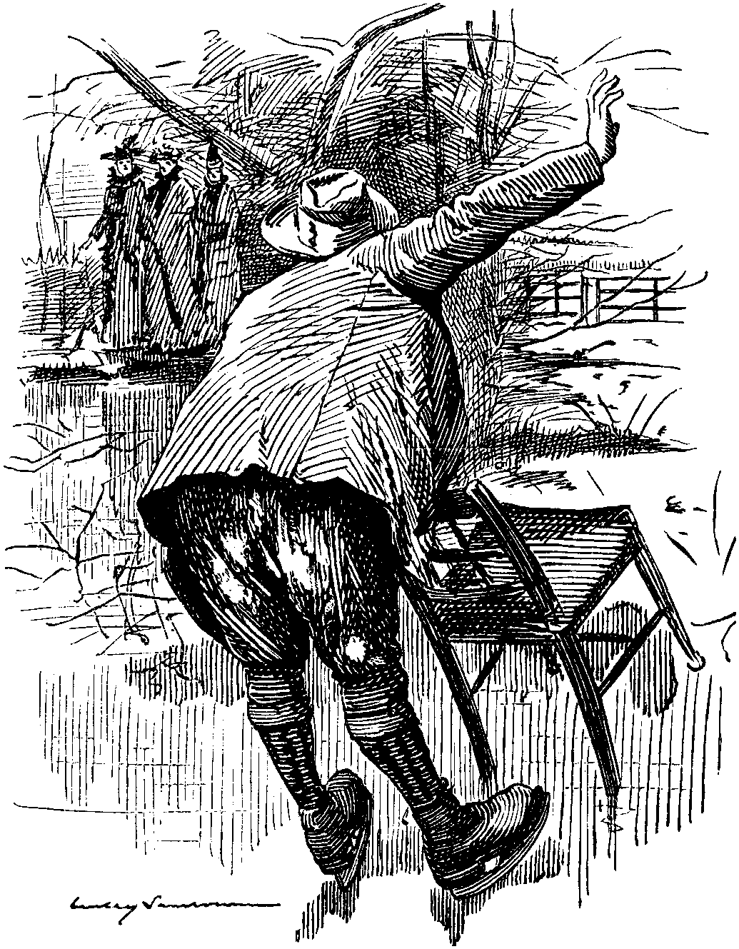 'It was while thus engaged that I heard a sound of female voices.'