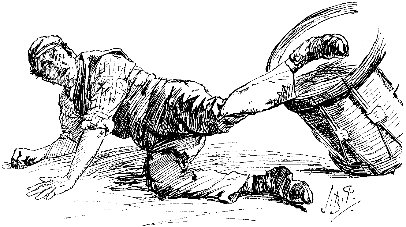 'The short Groom falling over a drum.'