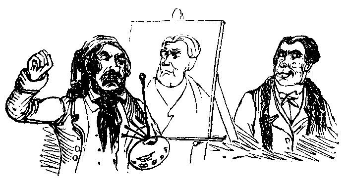 An artist is unhappy with a portrait.