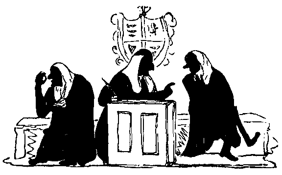 Three judges at the bench.