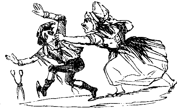 A woman attacks her husband.