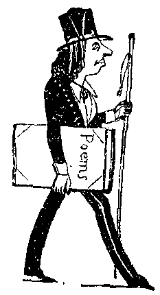 A man carries a book titled 'Poems'