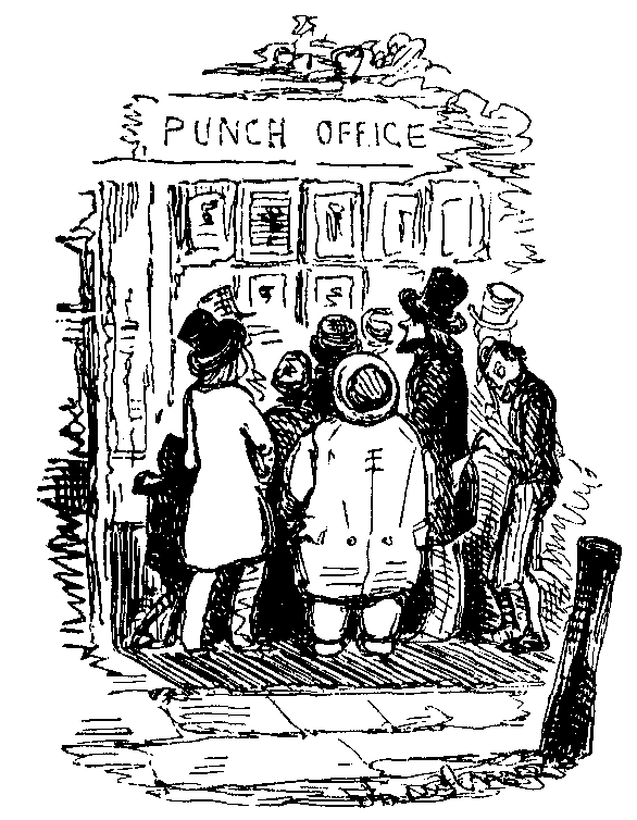 A crowd gathers around 'Punch Office'