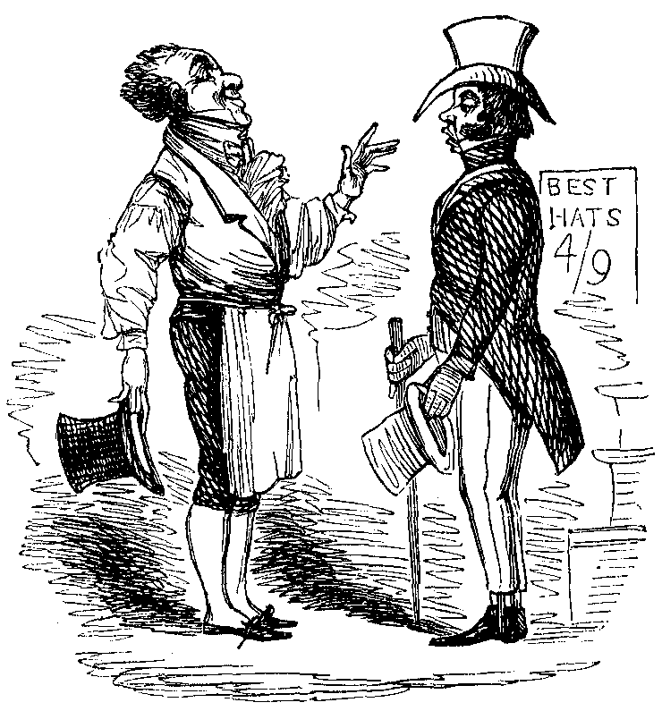 An aristocratic black man is fitted for a hat.
