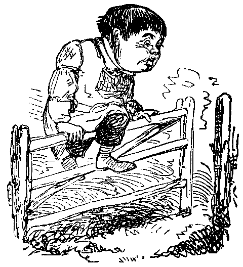 A person sits on a fence rail.
