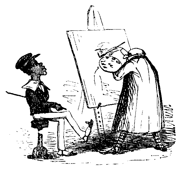 An artist paints a portrait of a black man.