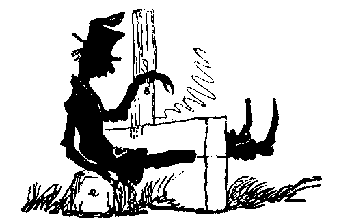 A man with his feet in stocks.