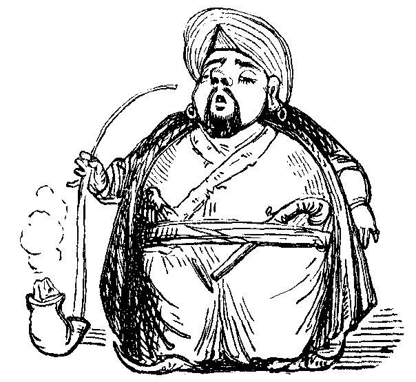 A 'Pasha' smokes a pipe.