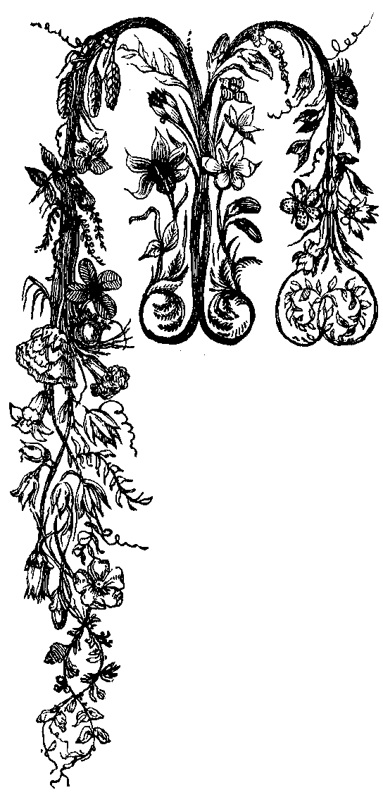 A vine-covered letter M