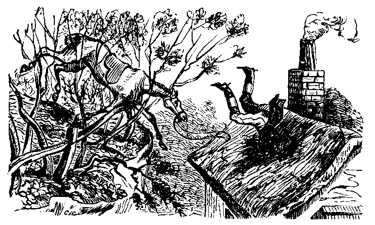 A horse throws a man into the roof of a house.