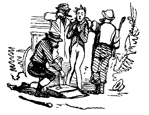 Three men force another to turn out his pockets.