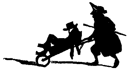 One man pushes another in a wheelbarrow.