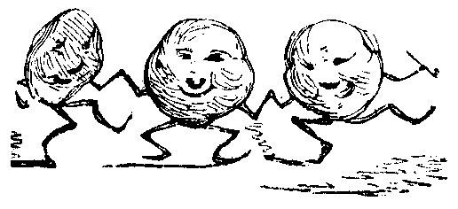 Three buns with arms and legs do a dance.