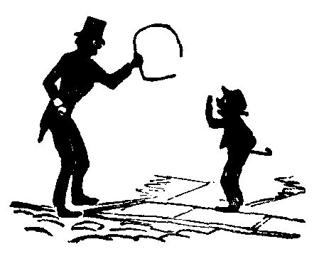 A man holds up a broken hoop, part of which has been straightened into an L shape.