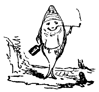 A satisfied-looking fish smoking a pipe.