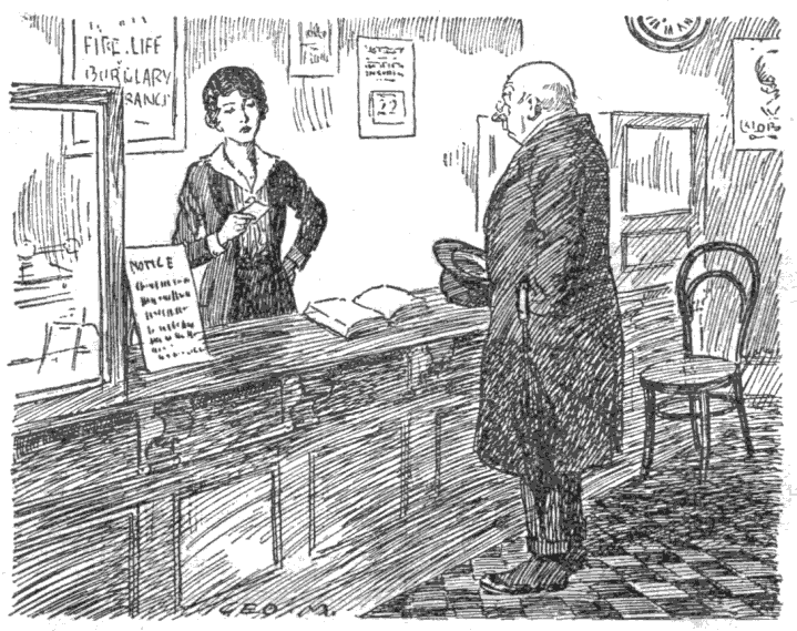 Tactful Customer forestalls a rebuff at a coal order office.