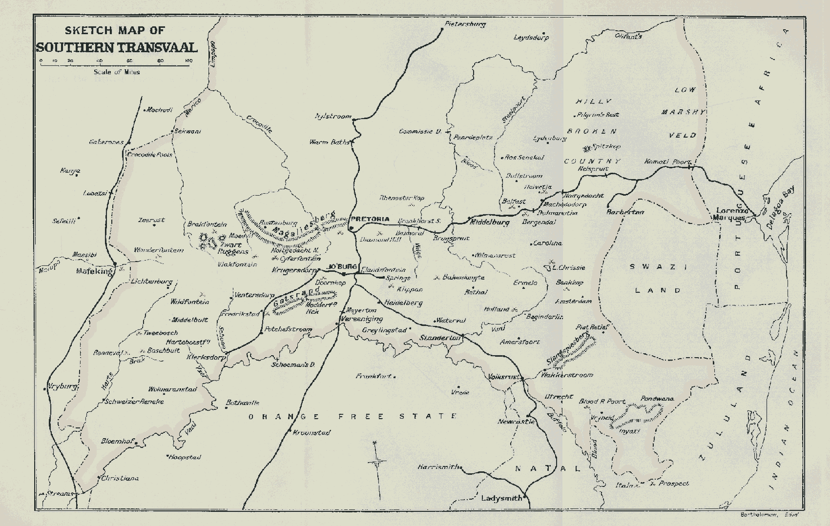 Map of Southern Transvaal