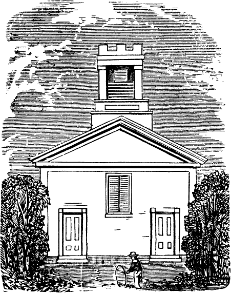 OLD UNITARIAN CHURCH.
Site of present church; moved and used by Bellingham Methodists.