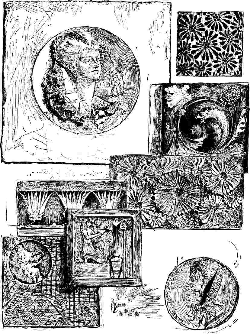 A GROUP OF TILES. (Low's Art Tile Works.)