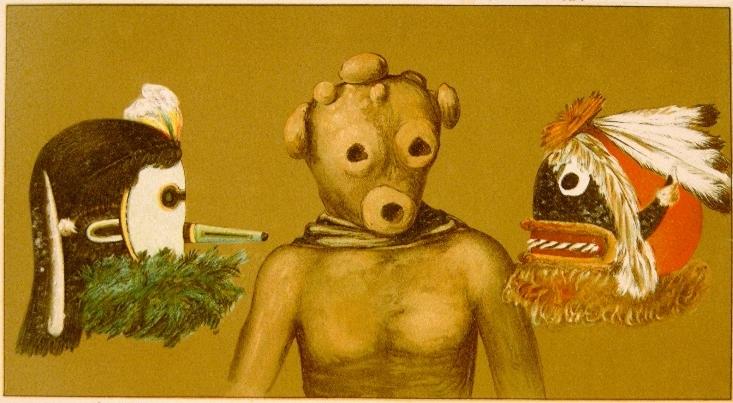 ZUÑI MASKS AND KŌ-YĒ-MĒ-SHI.