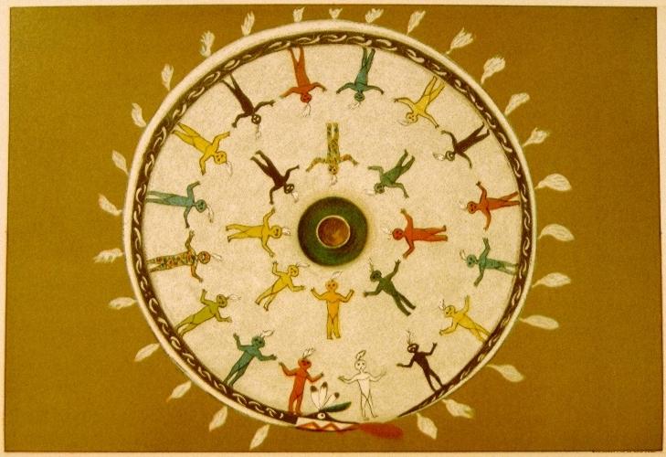 ZUÑI SAND ALTAR IN KIVA OF THE NORTH.