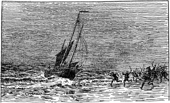 "A great crowd of infuriated people came down to the
beach."
