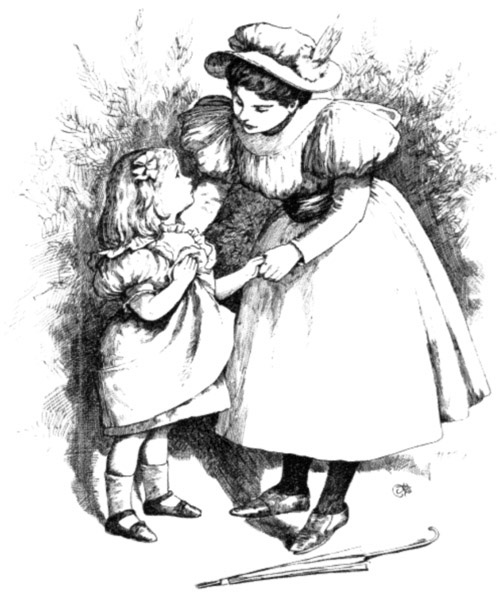 A Girl of Eleven or Twelve helped her up and brushed off her Clothes.
