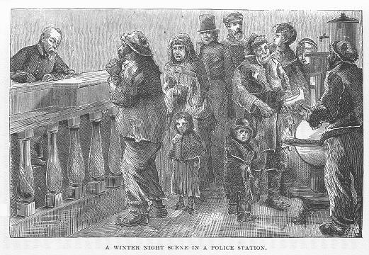 A WINTER NIGHT SCENE IN A POLICE STATION