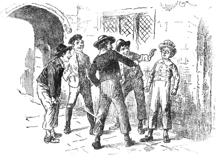 They indulged in jokes at the expense of the spectacled boy.