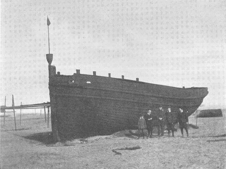 Old Lowestoft herring-drifter with “Dan” 
fixed to stem