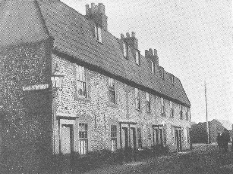 Strand Cottages, where Posh lived.  No. 8, his cottage,
is marked with a white cross