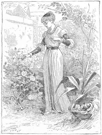 Lady walking through garden