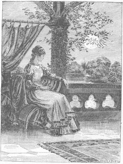 Lady seated overlooking garden